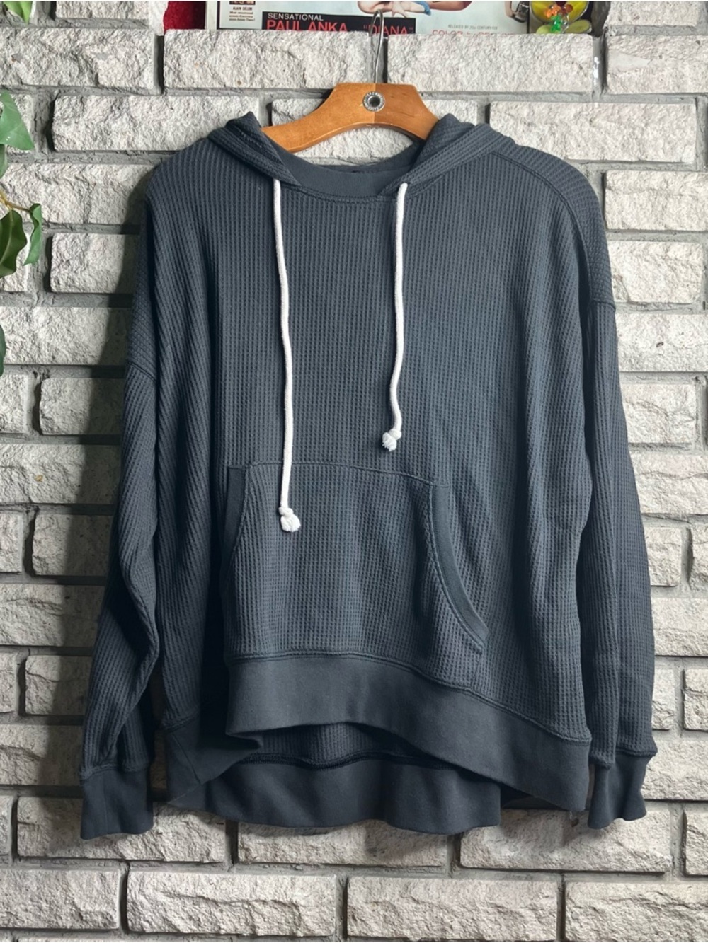 Aerie Oversized Waffle Knit Hoodie Sweatshirt